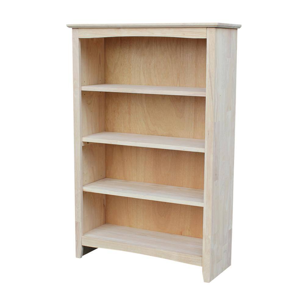 International Concepts 48 in. Unfinished Wood 4-shelf Standard Bookcase with Adjustable Shelves SH-3224A