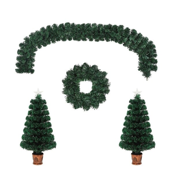 Prelit Optical Fiber Christmas Artificial Tree 4Piece Set