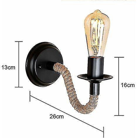 Sconce， Wall Bedside Lamp， Pastoral Aisle Iron Art Hemp Rope Lamps (without Light Source)