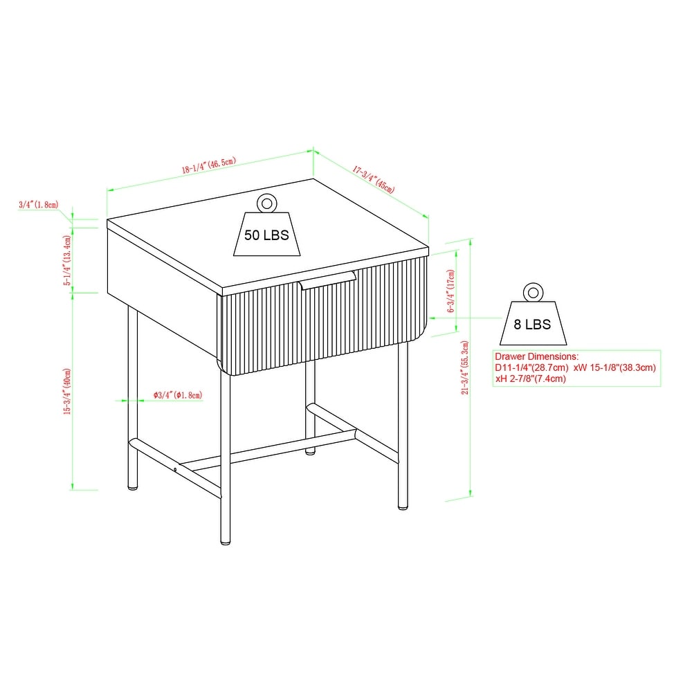 Middlebrook Designs Minimal Fluted Door Side Table