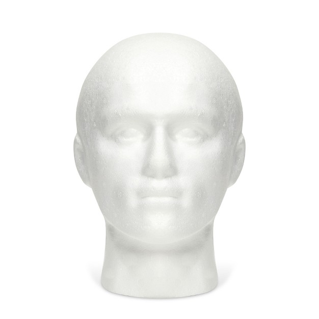 Juvale Male Foam Head Form Mannequin Display For Masks Hats Wigs Halloween Decoration white 9x11 In