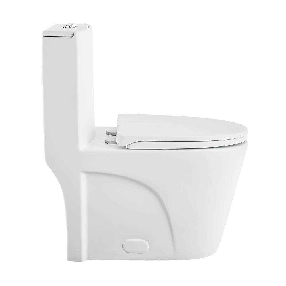 Swiss Madison St. Tropez 1-Piece 1.1 GPF1.6 GPF Dual Flush Elongated Toilet in Matte White Seat Included SM-1T254MW