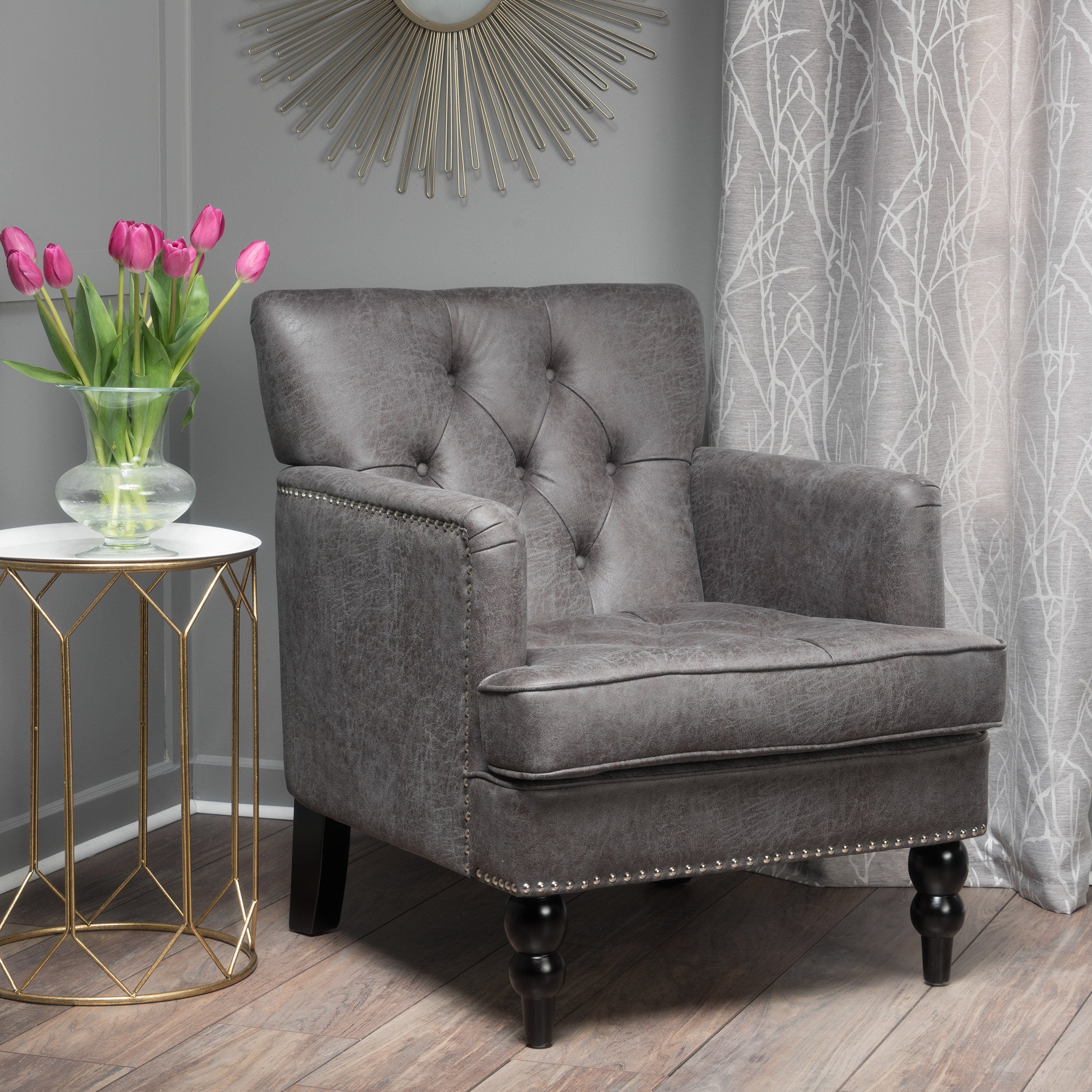 Madene Tufted Back Fabric Club Chair