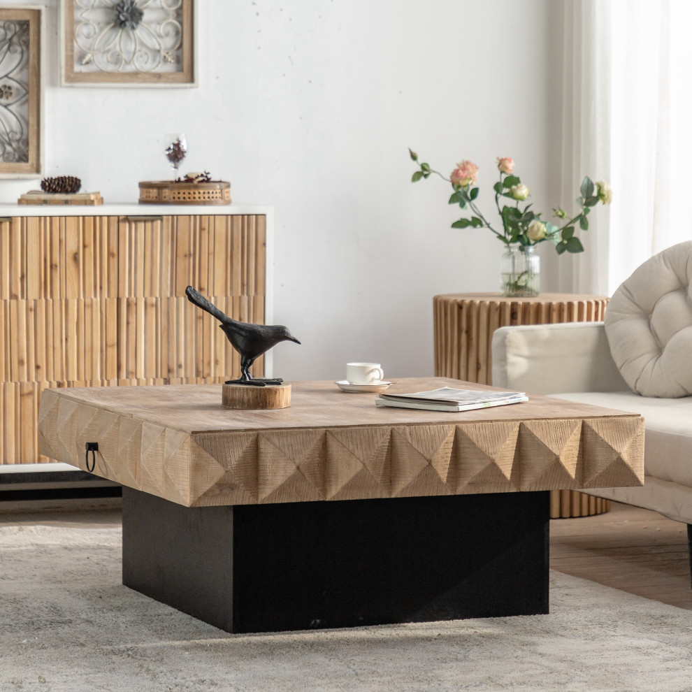 TATEUS 41.33 quotThree dimensional Embossed Pattern Square Retro Coffee Table   Traditional   Side Tables And End Tables   by TATEUS LLC  Houzz