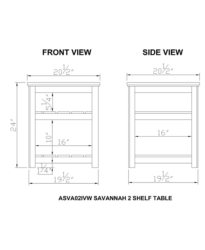 Alaterre Furniture Savannah 2 Shelf End Table Ivory with Natural Wood Top