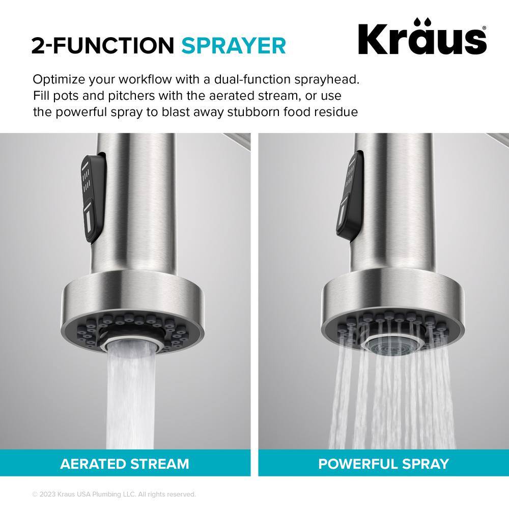 KRAUS Loften 33 in. Drop-inUndermount Single Bowl Stainless Steel Kitchen Workstation Sink with Faucet and Accessories KWT320-3318-1610SFS