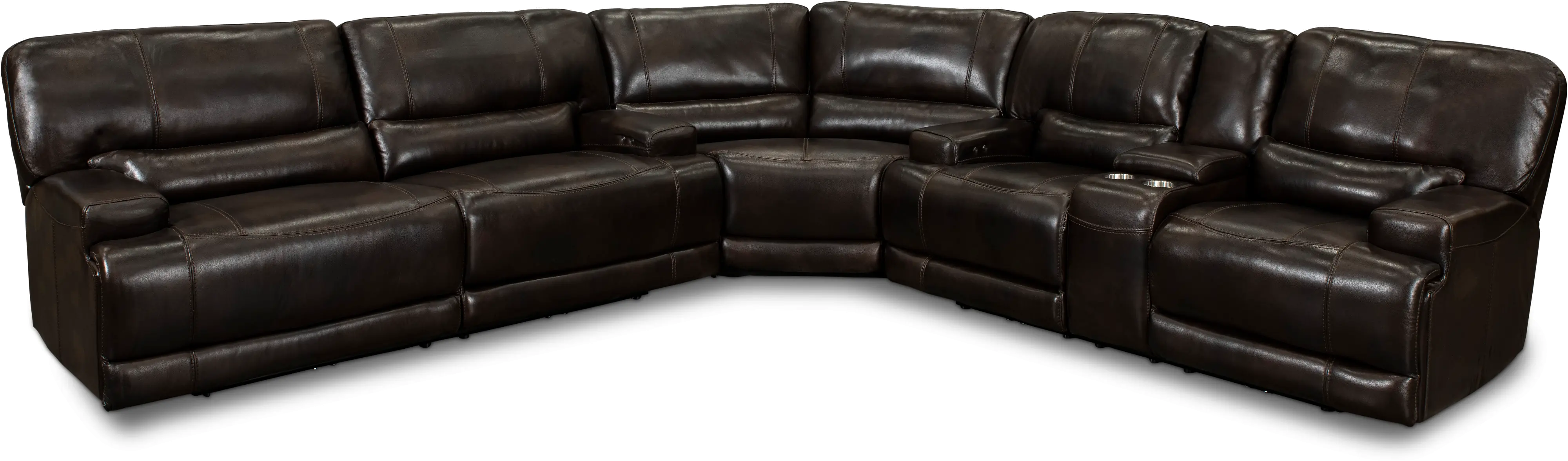 Omega Brown Leather 3 Piece Power Reclining Sectional