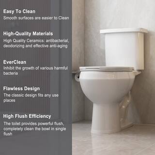 Two-Piece 1.11.6 GPF Dual Flush Elongated Toilet in White Seat Included HKD-TPT2468T-W