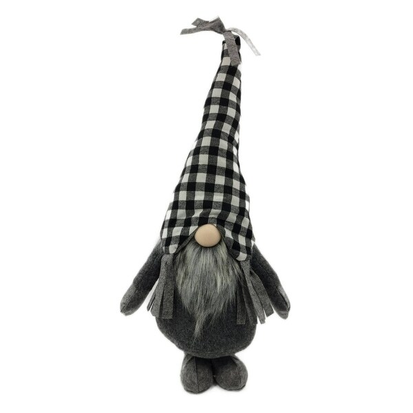 Tall Gingham Hat Christmas Gnome Figurine