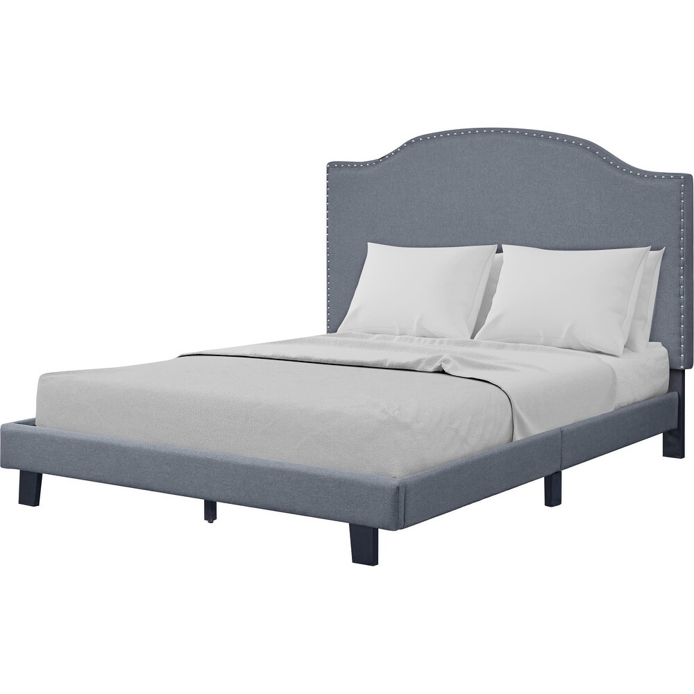 Madison Gray Upholstered Camelback Platform Bedroom Set