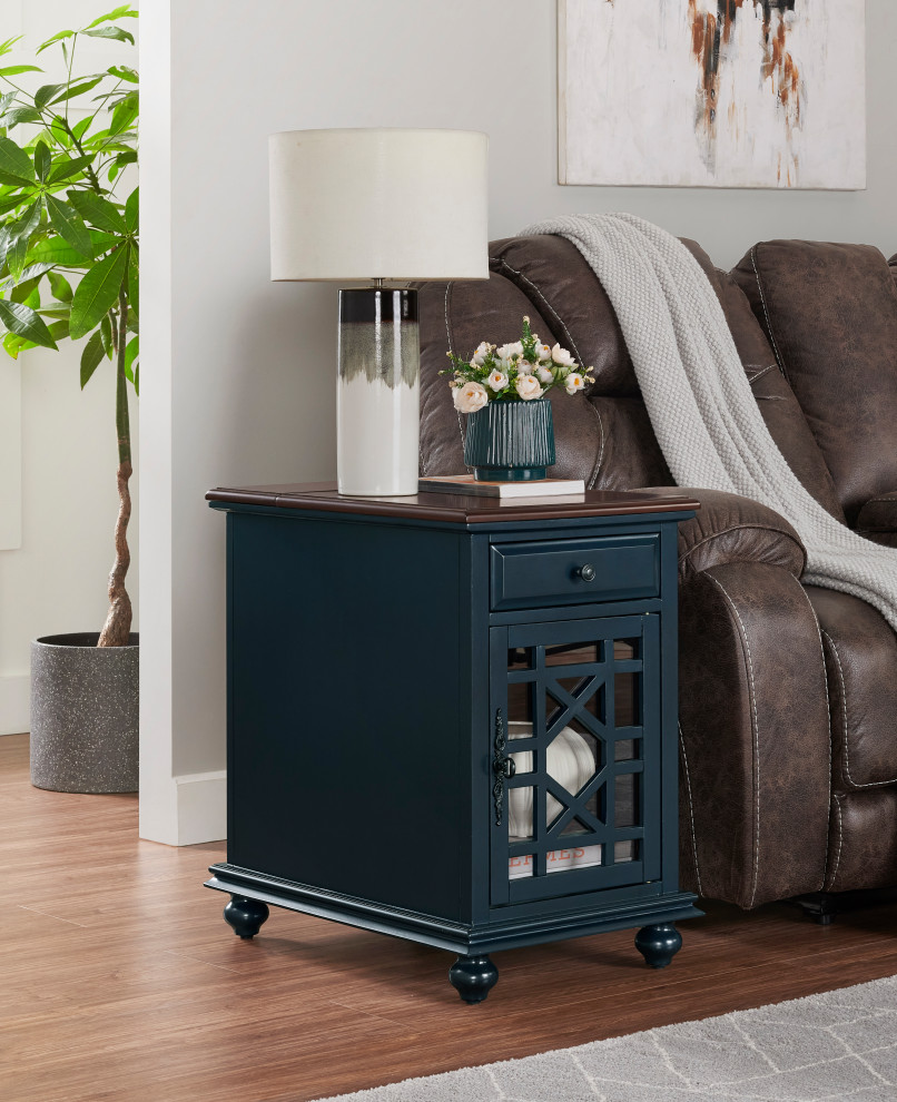 Elegant Chairside Table with Charging Station   Traditional   Side Tables And End Tables   by Martin Svensson Home  Houzz