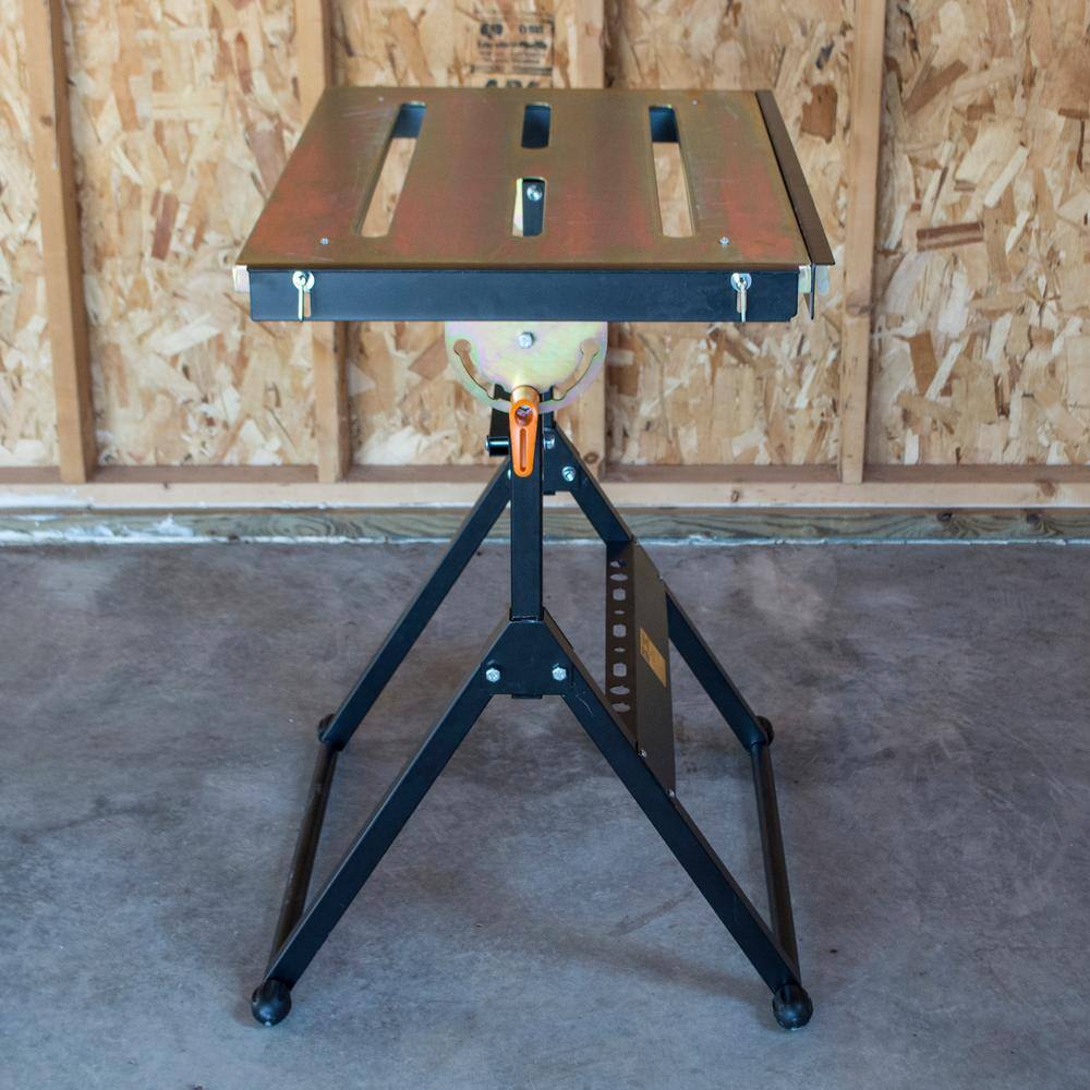 HIT Welding 30 in. x 22 in. Foldable Flameproof Steel Welding Table with Adjustable Tilt Top 809718