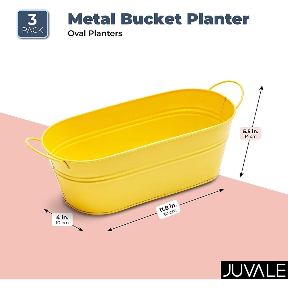 Metal Bucket Planter  Oval Planters (11.8 x 5.5 x 4 in  3 Pack)