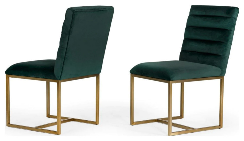 Corrie Modern Green and Brush Gold Dining Chair  Set of 2   Contemporary   Dining Chairs   by V.S.D Furniture  Houzz