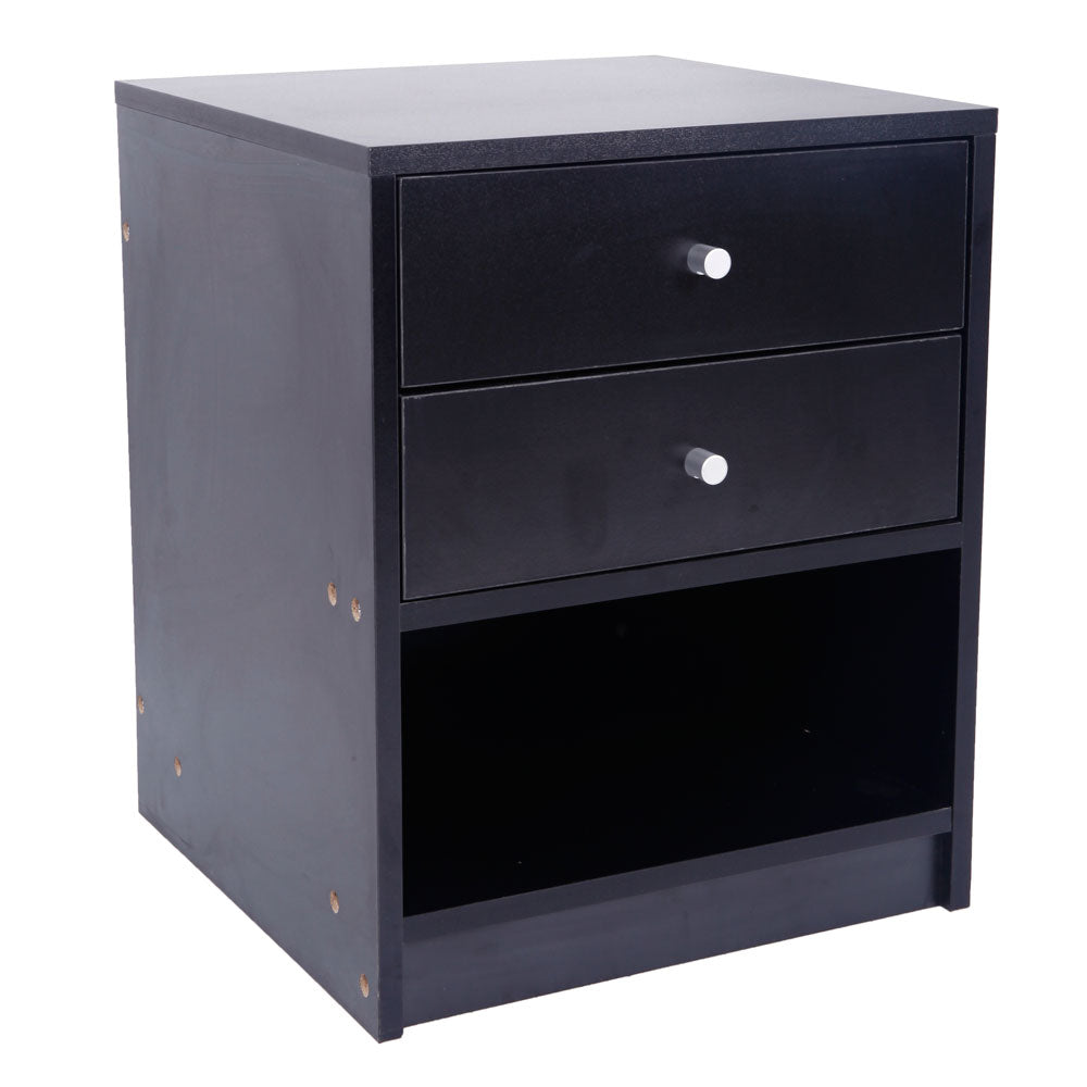 Zimtown Set of 2 Nightstand Wood End Tables Bedside Table Furniture with 2 Drawers,Black