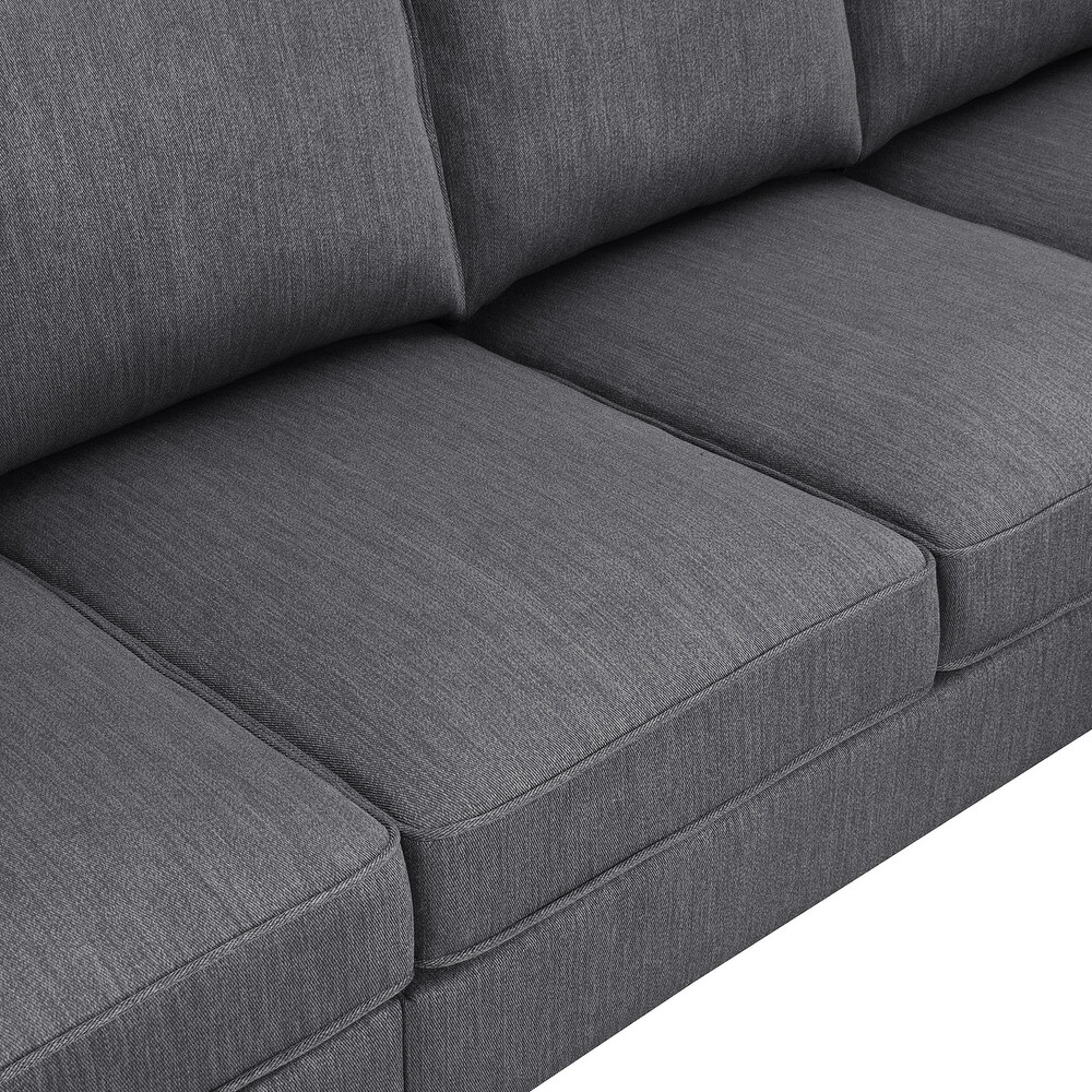 7 Seat Sectional Sofa Linen Fabric Couch Set with Ottoman