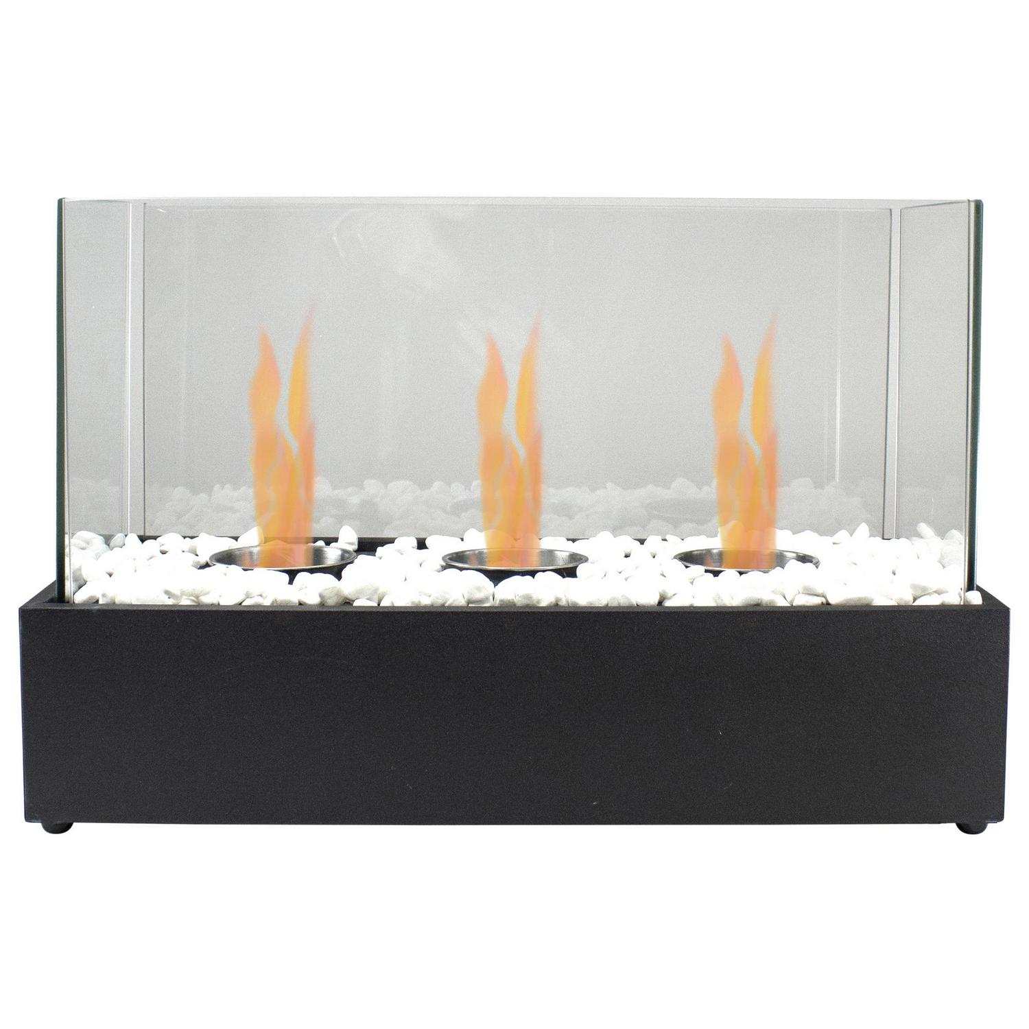 17.75 Bio Ethanol Ventless Portable Tabletop Triple Fireplace with Flame Guard