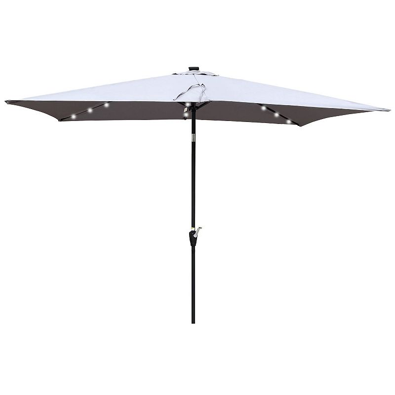 F.C Design Rectangular Solar LED Lighted Outdoor Umbrella - 10 x 6.5t Size - Crank and Tilt - Ideal for Garden， Backyard， Pool