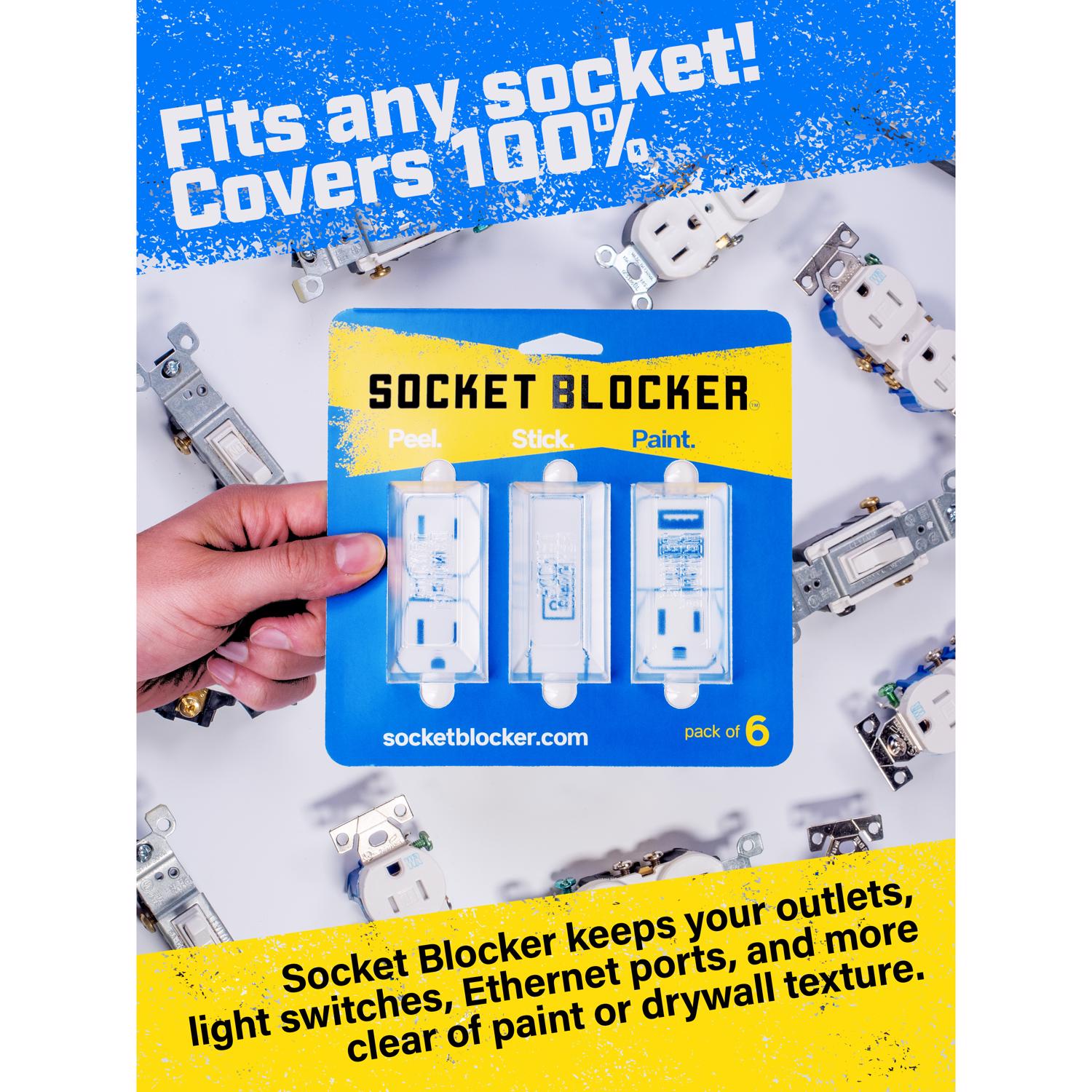 Socket Blocker 1.875 in. W X 4 in. L Clear High Strength Mask and Peel 6 pk