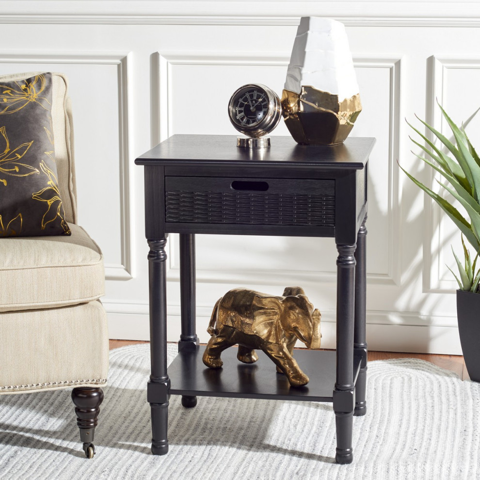 Arich One Drawer Accent Table Black   Traditional   Side Tables And End Tables   by AED Luxury Home Decor  Houzz