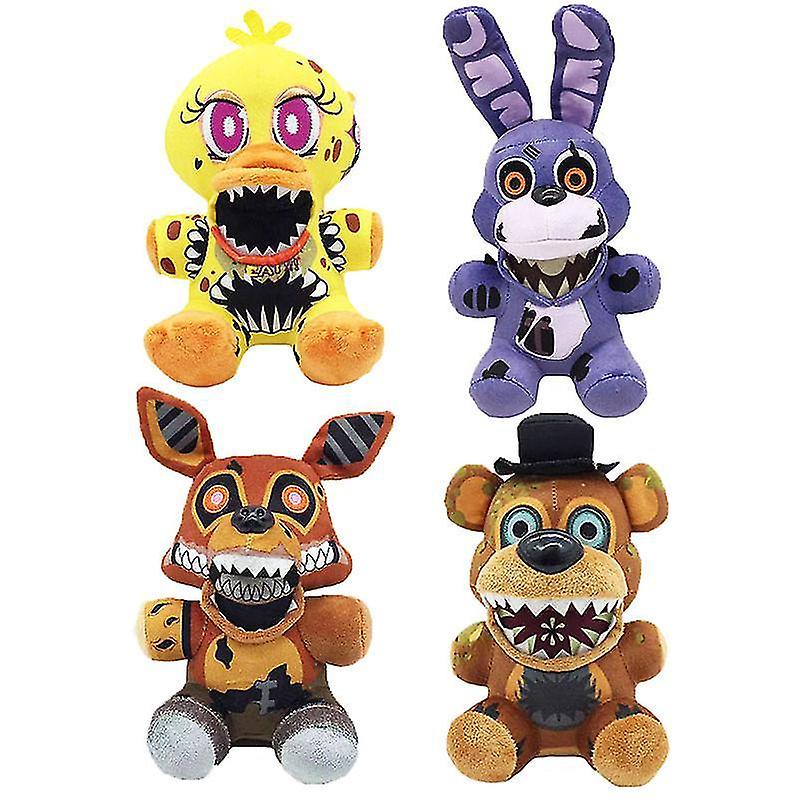 4pcs 18cm Fnaf Plush Toys 5 Nights Bear Foxy Chica Bonnie Plush Doll Toys Soft Stuffed Doll For Children Birthday Christmas Gift