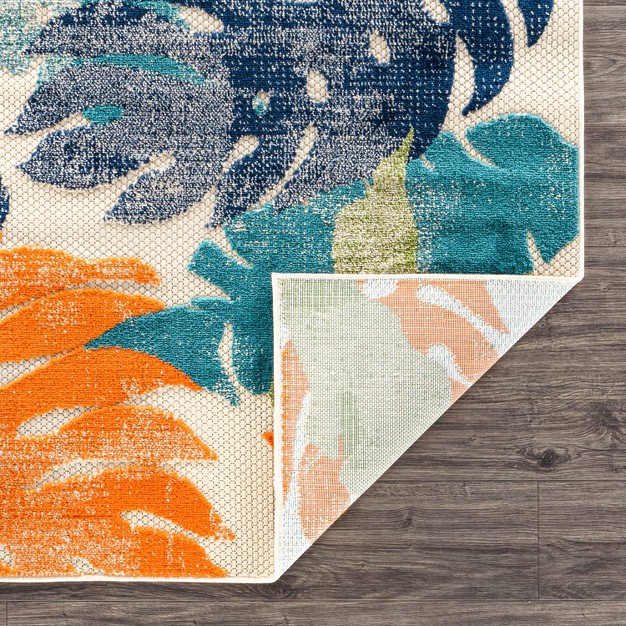 World Rug Gallery Arles Palm Floral Leaves Indoor outdoor Area Rug