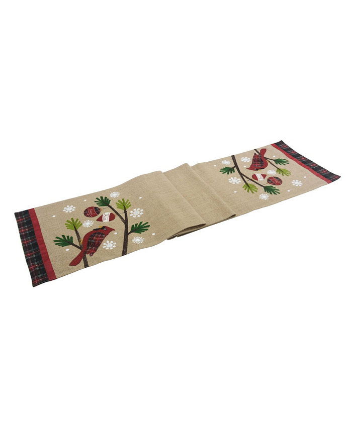 Manor Luxe Cardinal Noel Peace Jute Christmas Table Runner