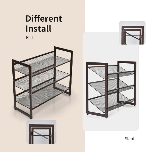 Costway 2 tier 3 tier 4 tier Shoe Rack Adjustable To Flat Or Slant Shoe Organizer Holder Stand