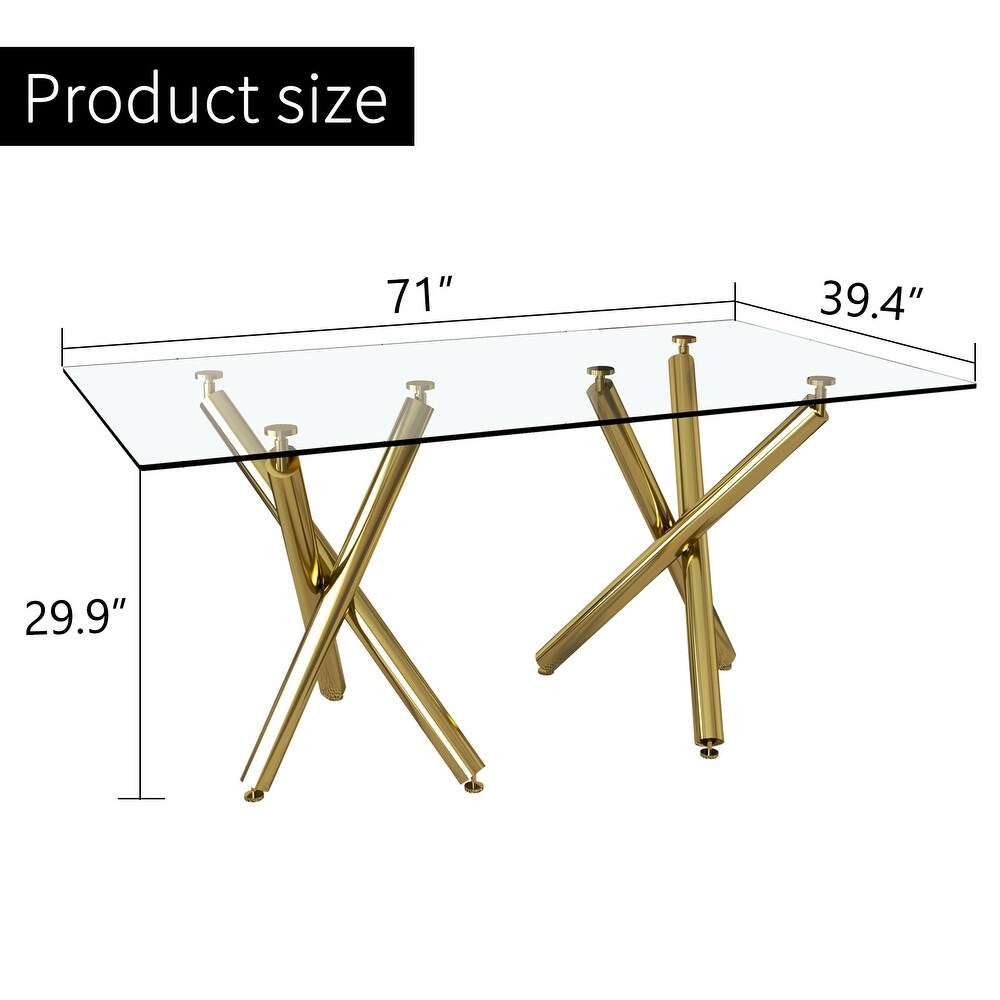 Large Modern Minimalist Rectangular Glass Dining Table   N/A