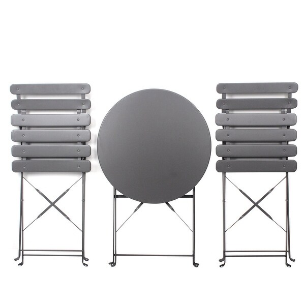 3Piece Metal Outdoor Bistro Set with White Cushion