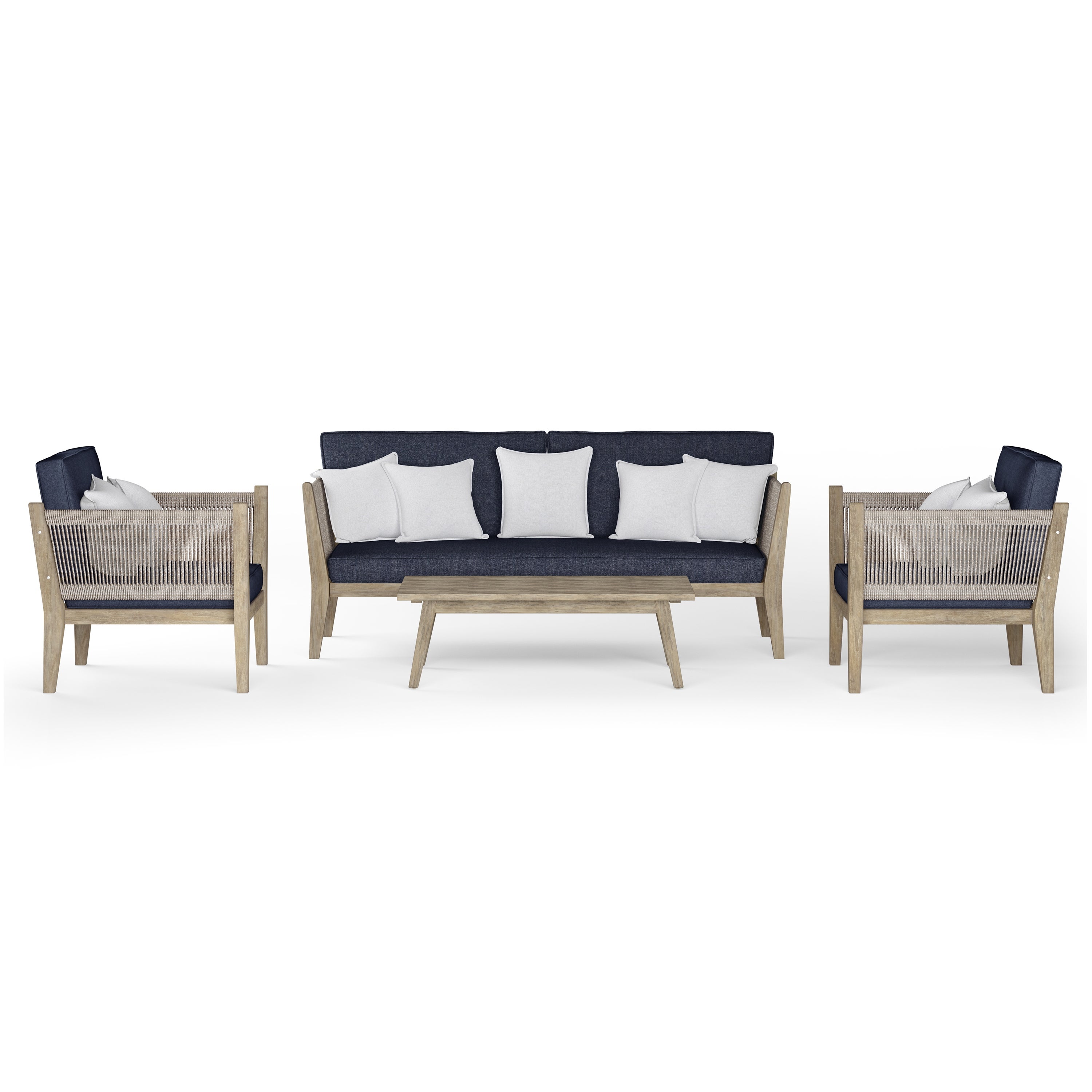 WyndenHall Luna Contemporary 4 Piece Outdoor Conversation Set in Slate Grey Polyester Fabric - Overstock - 35860090