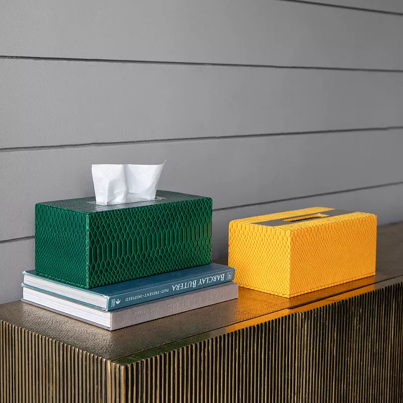 AandB Home Faux Leather Tissue Box Cover Table Decor