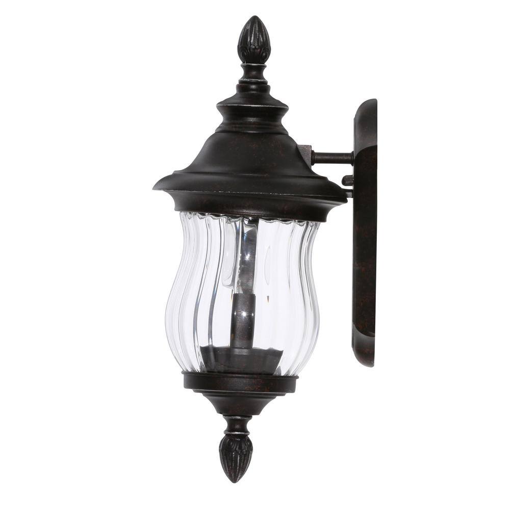 Home Decorators Collection Wesleigh 2-Light Bronze Outdoor Wall Lantern Sconce 23421