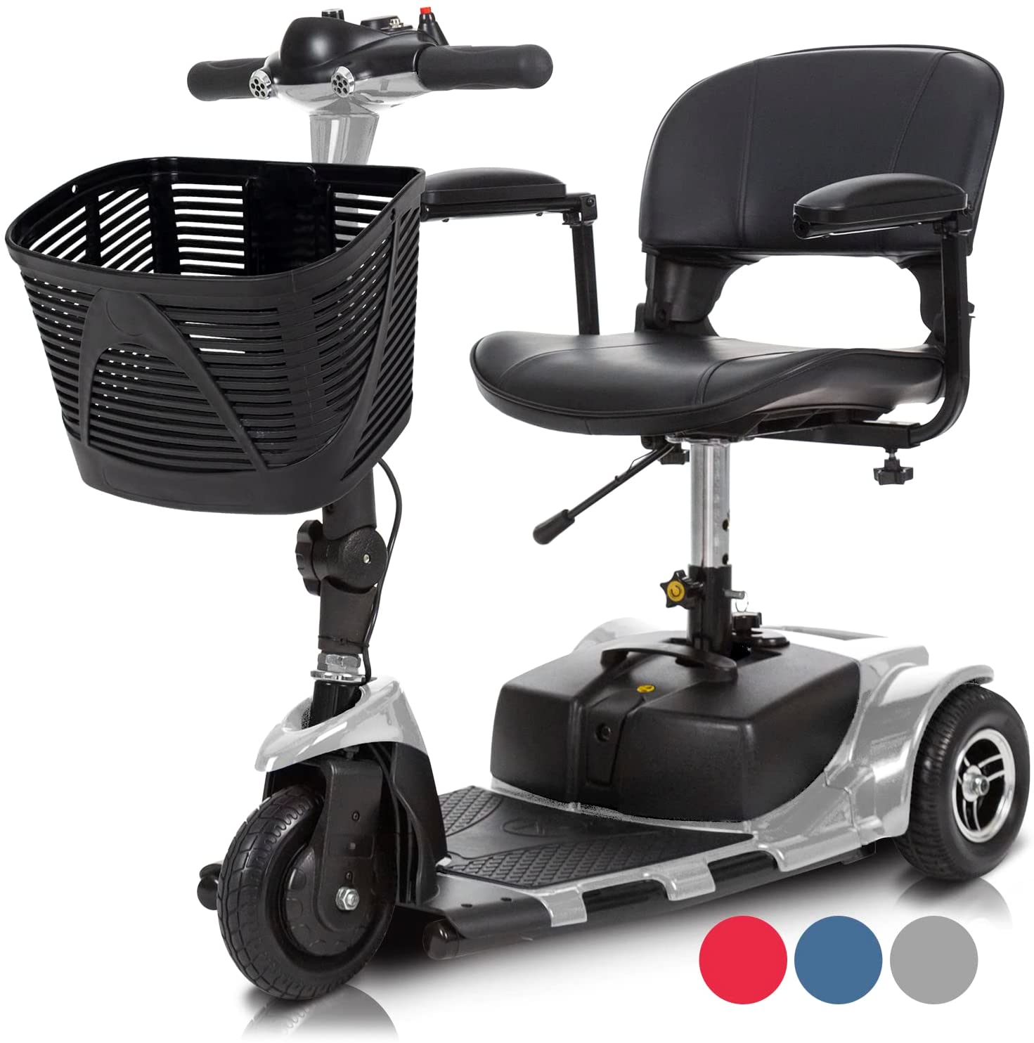 Vive Health 3 Wheel Lightweight Folding Mobility Scooter - For Precise Turns - Long Distance, Comfort Swivel Seat w/ Anti Flat Tires For Seniors