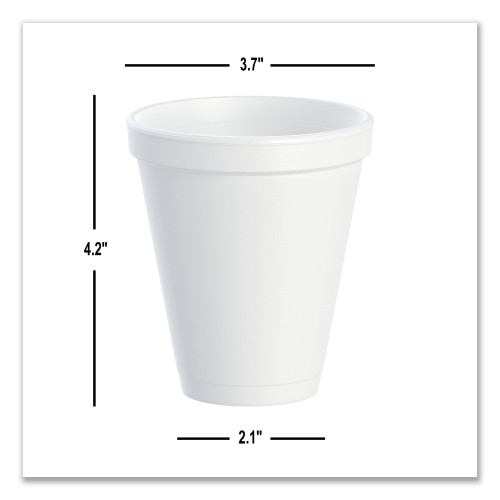 Dart Foam Drink Cups， 12 oz， White， 1，000/Carton (12J16)