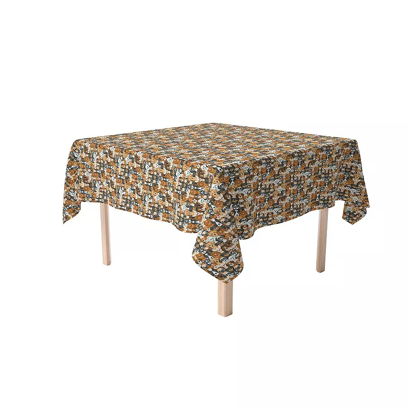 Square Tablecloth， 100% Polyester， 54x54， Cheerful Dogs