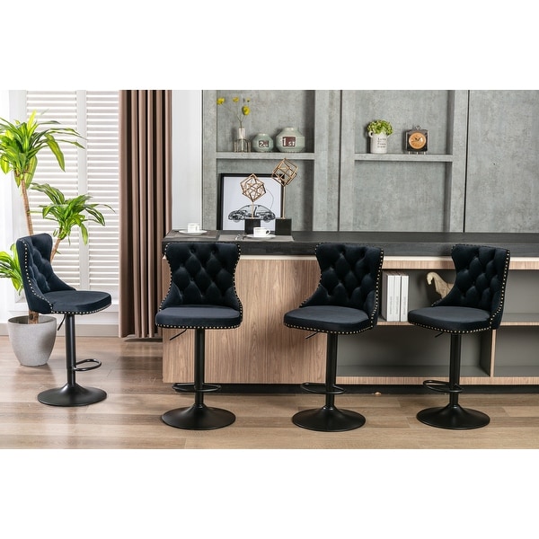 Swivel Velvet Barstools Set of 2