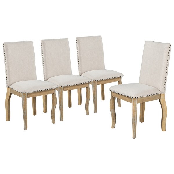 Set of 4 Dining chairs Wood with Nailhead