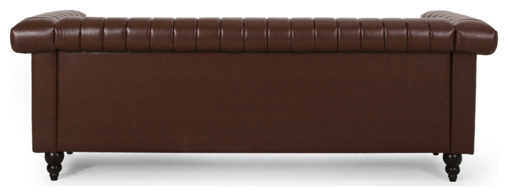 Donley Contemporary Channel Stitch 3 Seater Sofa with Nailhead Trim   Traditional   Sofas   by GDFStudio  Houzz