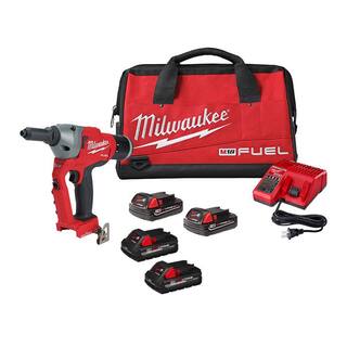 MW M18 FUEL ONE-KEY 18-Volt Lithium-Ion Cordless Rivet Tool Kit with (4) Batteries and Charger 2660-22CT-48-1837