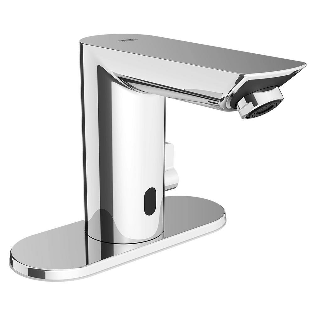 GROHE Bau Cosmopolitan Battery Powered Single Hole Touchless Bathroom Faucet with Temperature Control Lever StarLight Chrome 36466000