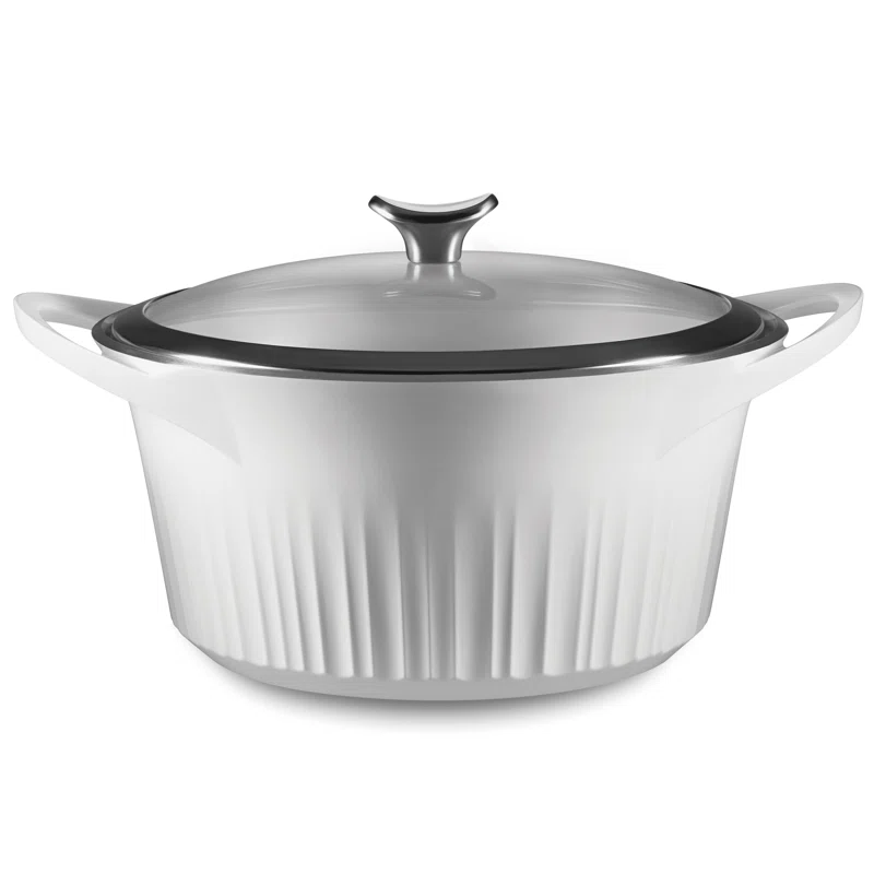 Corningware 1143420 5.5 Qt. Cast Aluminum White Dutch Oven with Lid