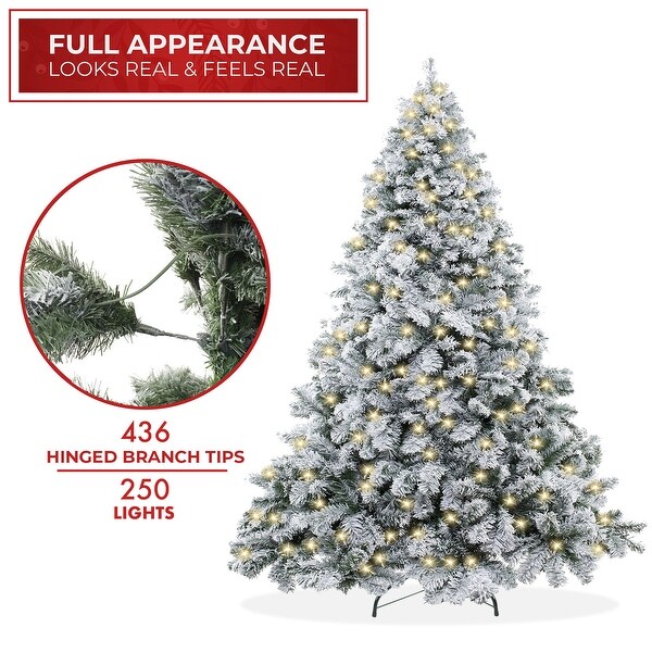 4.5FT PreLit SnowFlocked Pine Artificial Holiday Christmas Tree