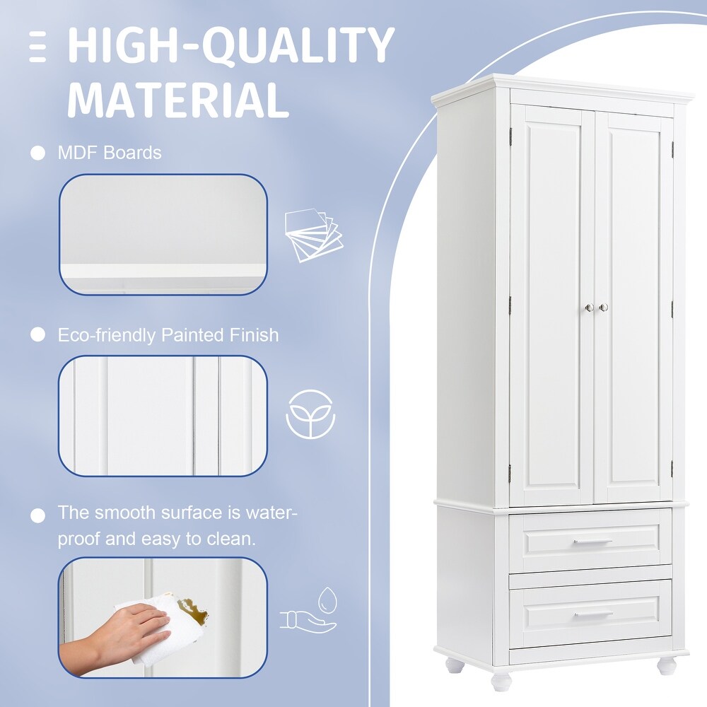 Storage Cabinet Freestanding Bathroom Floor Cabinet Kitchen Pantry with Pull out Drawers for Bedroom Wardrobe