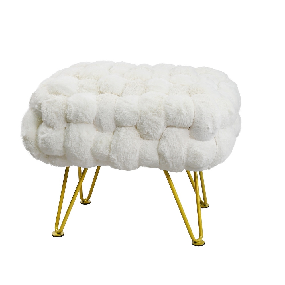 Soft Fauxfur Pouf Stool Ottoman Fuzzy Entryway Bench Seat 27\
