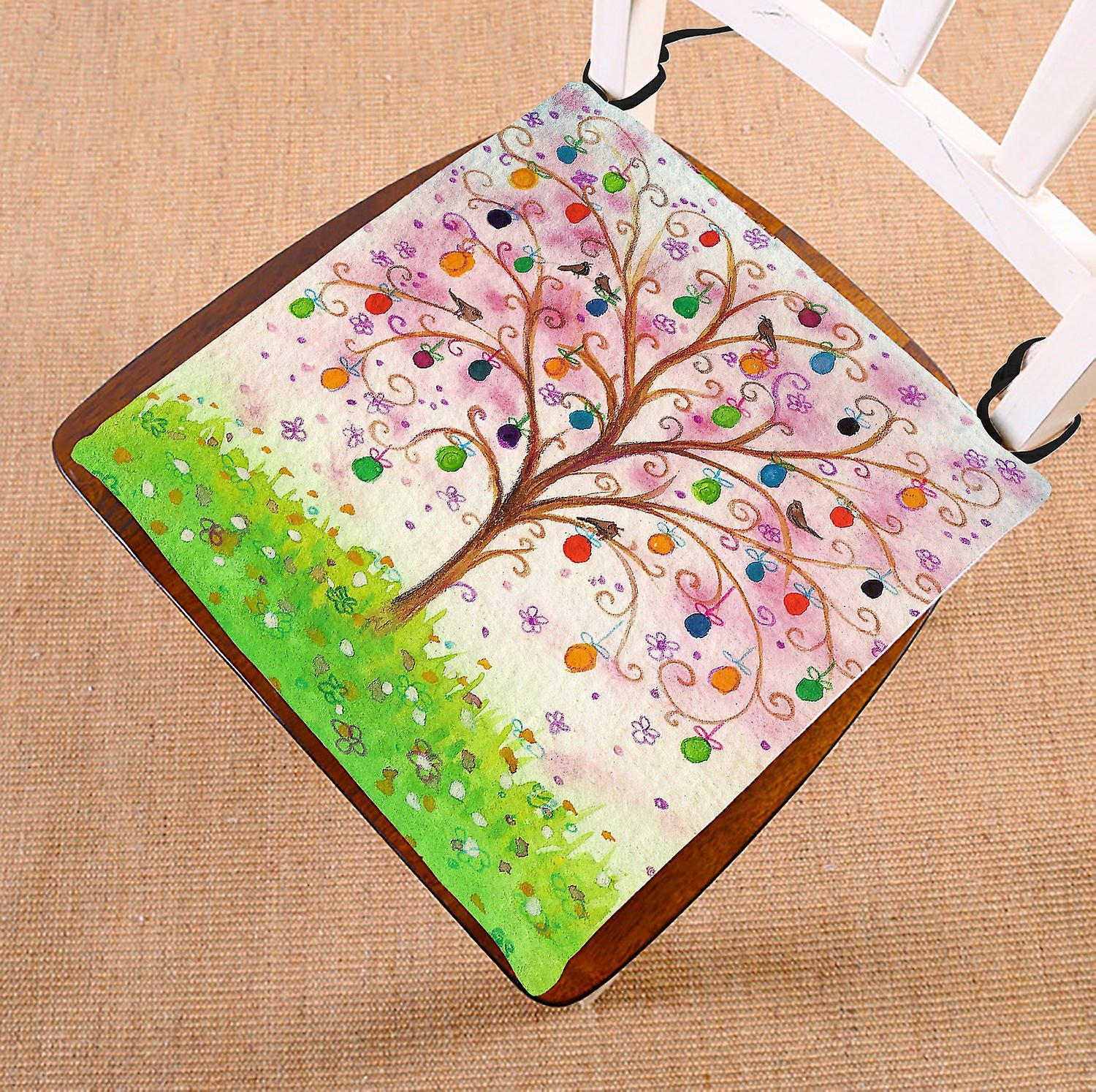 Tree Of Life Chair Pad， Happy Easter Tree With Eggs And Birds Seat Cushion Chair Cushion Floor Cushion 50x50 Cm