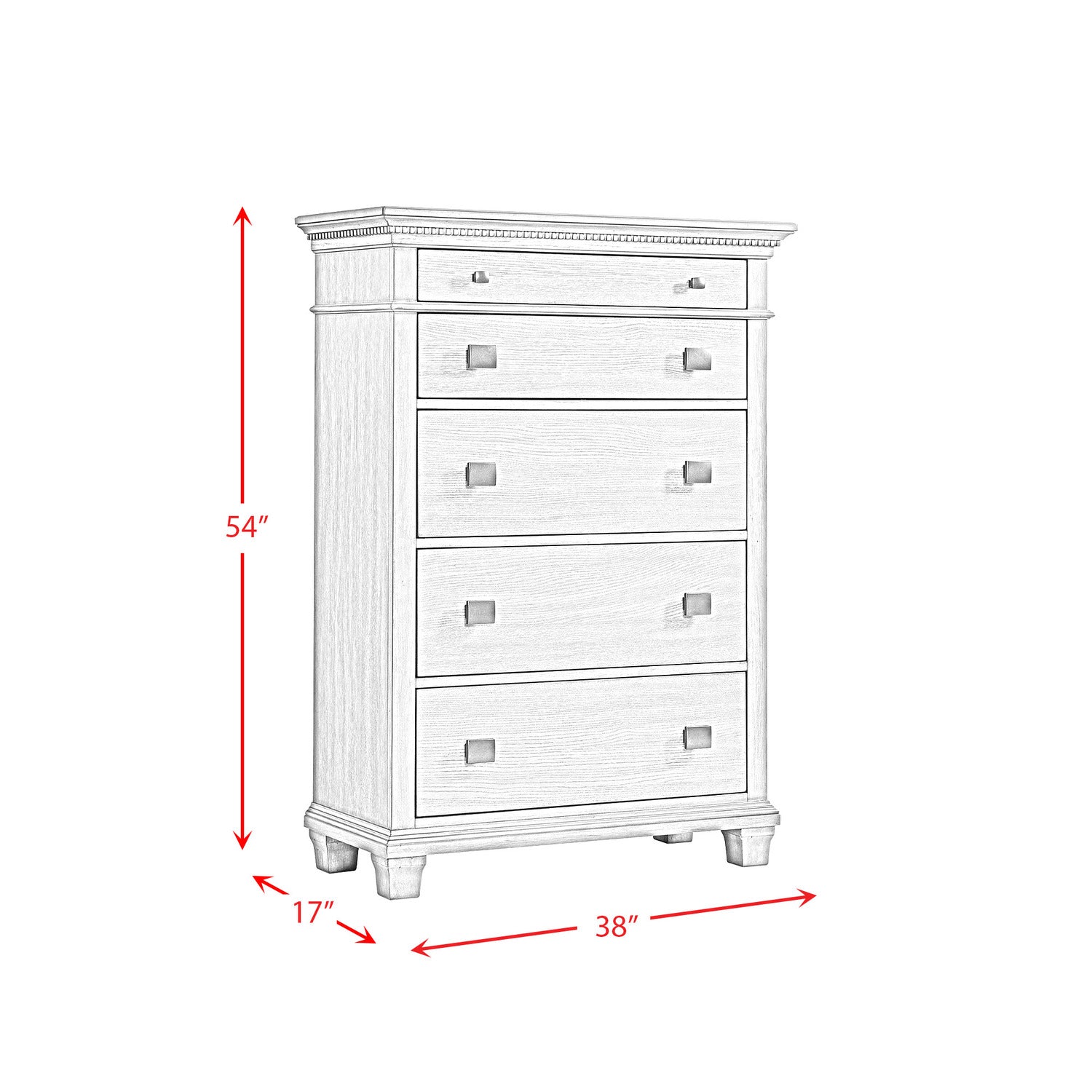 Picket House Furnishings Clovis 5-Drawer Chest in Grey