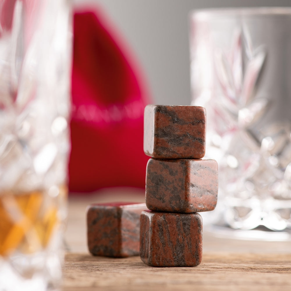 Galway Crystal Cooling Stones Set of 4  - Polished Red Granite