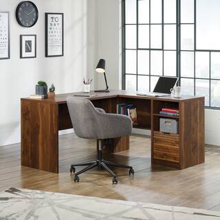 SAUDER 59 in. L-Shaped Grand Walnut 1 Drawer Secretary Desks with File Storage 426509