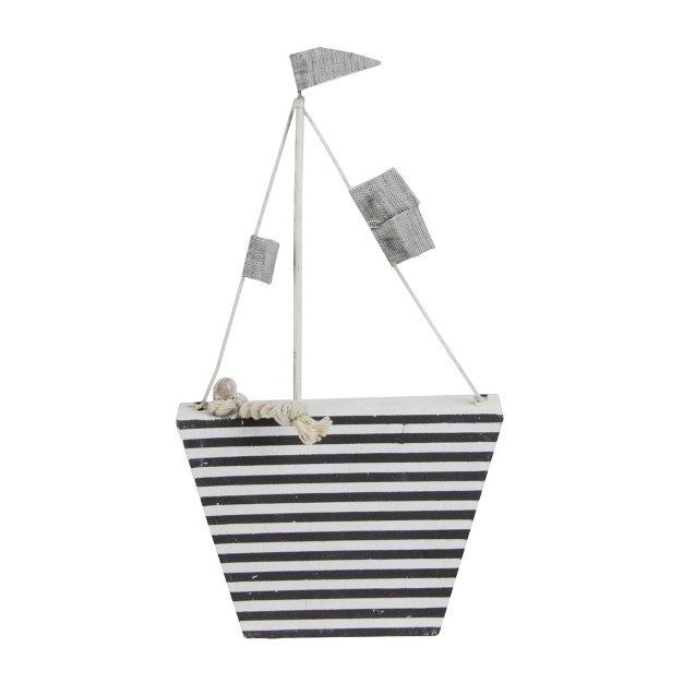 Northlight 8 75 Cape Cod Inspired White And Gray Striped Boat Table Top Decoration